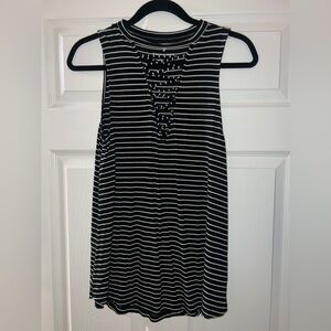 Soft &Sexy Sleeveless striped cross front tank